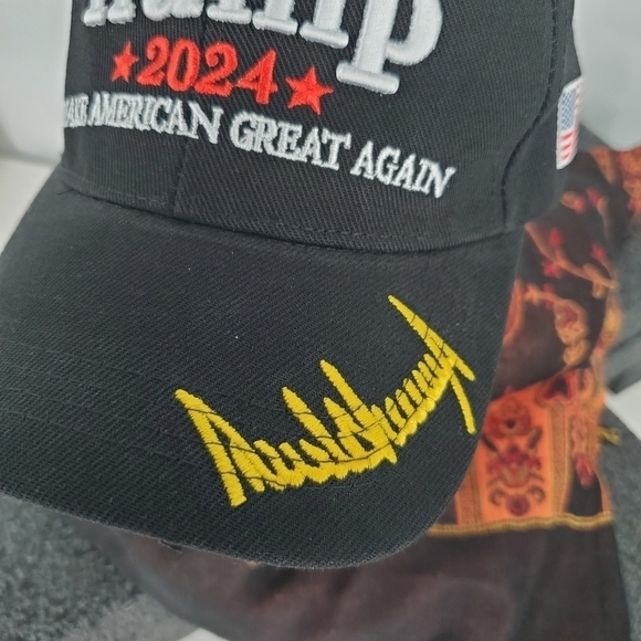 Trump 2024 Embroidered Signature Make America Great Again Rope Cap Black Hat NEW - Picture 4 of 12